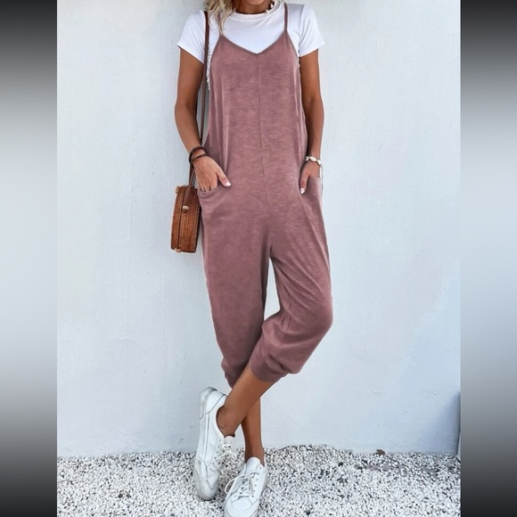 Boho dual pockets cami jumpsuit
